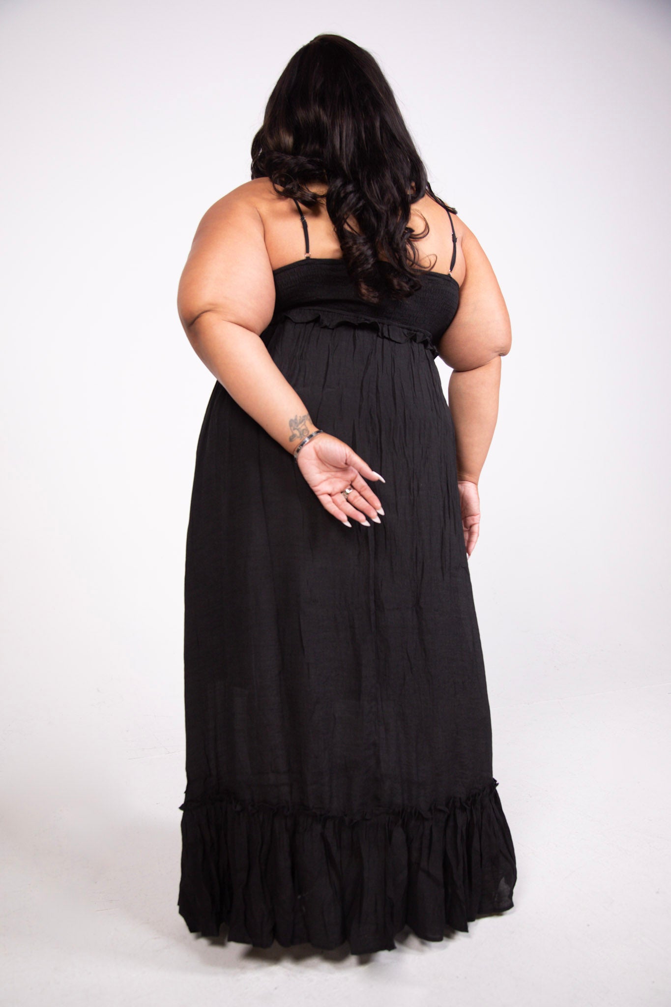 All Black Ruffle Maxi Dress