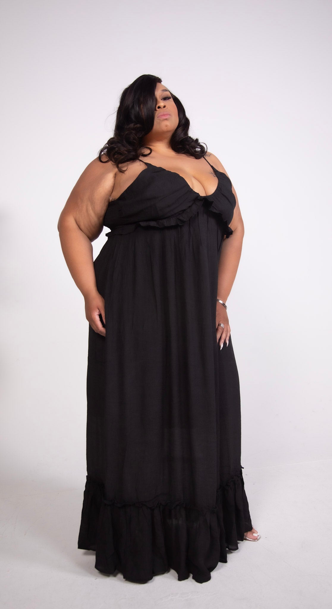 All Black Ruffle Maxi Dress