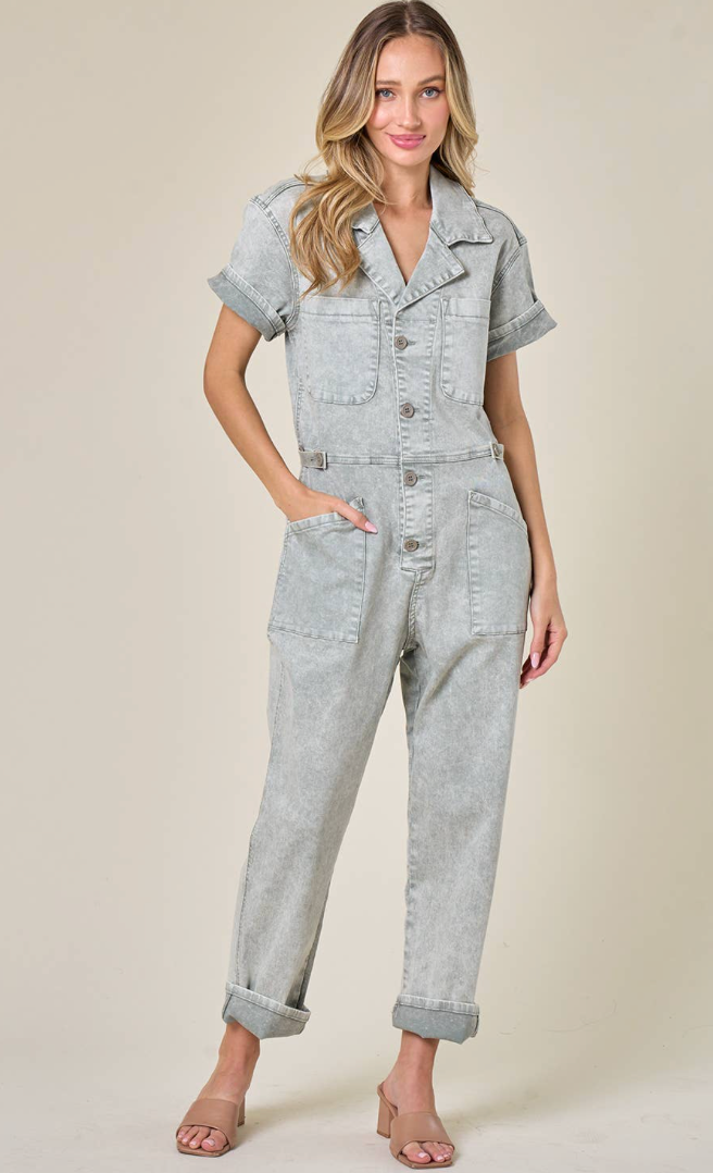 Sage Denim Jumpsuit