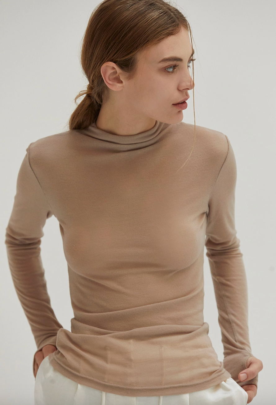 Crescent Long Sleeve Mock Neck Top