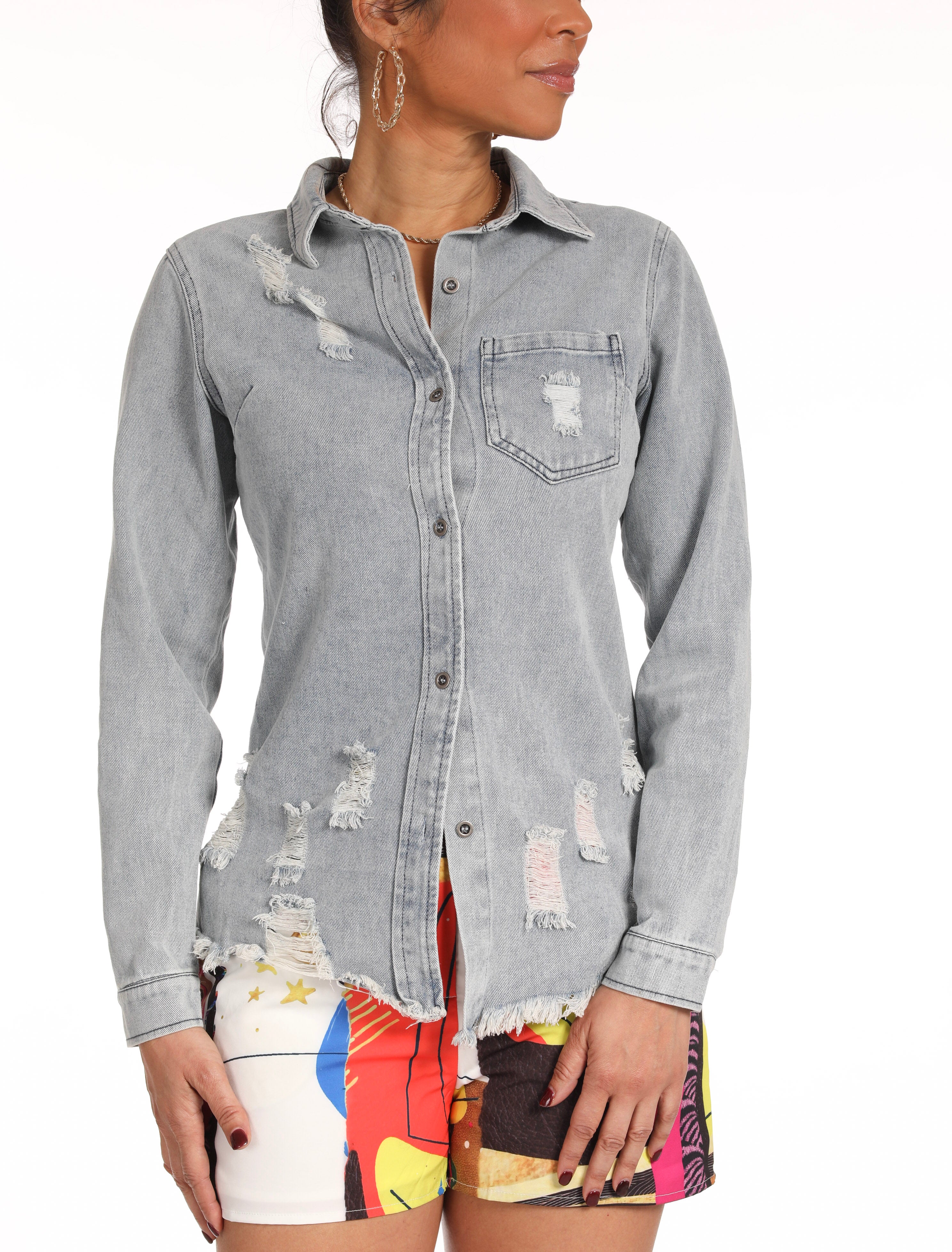 Distressed Denim Shirt