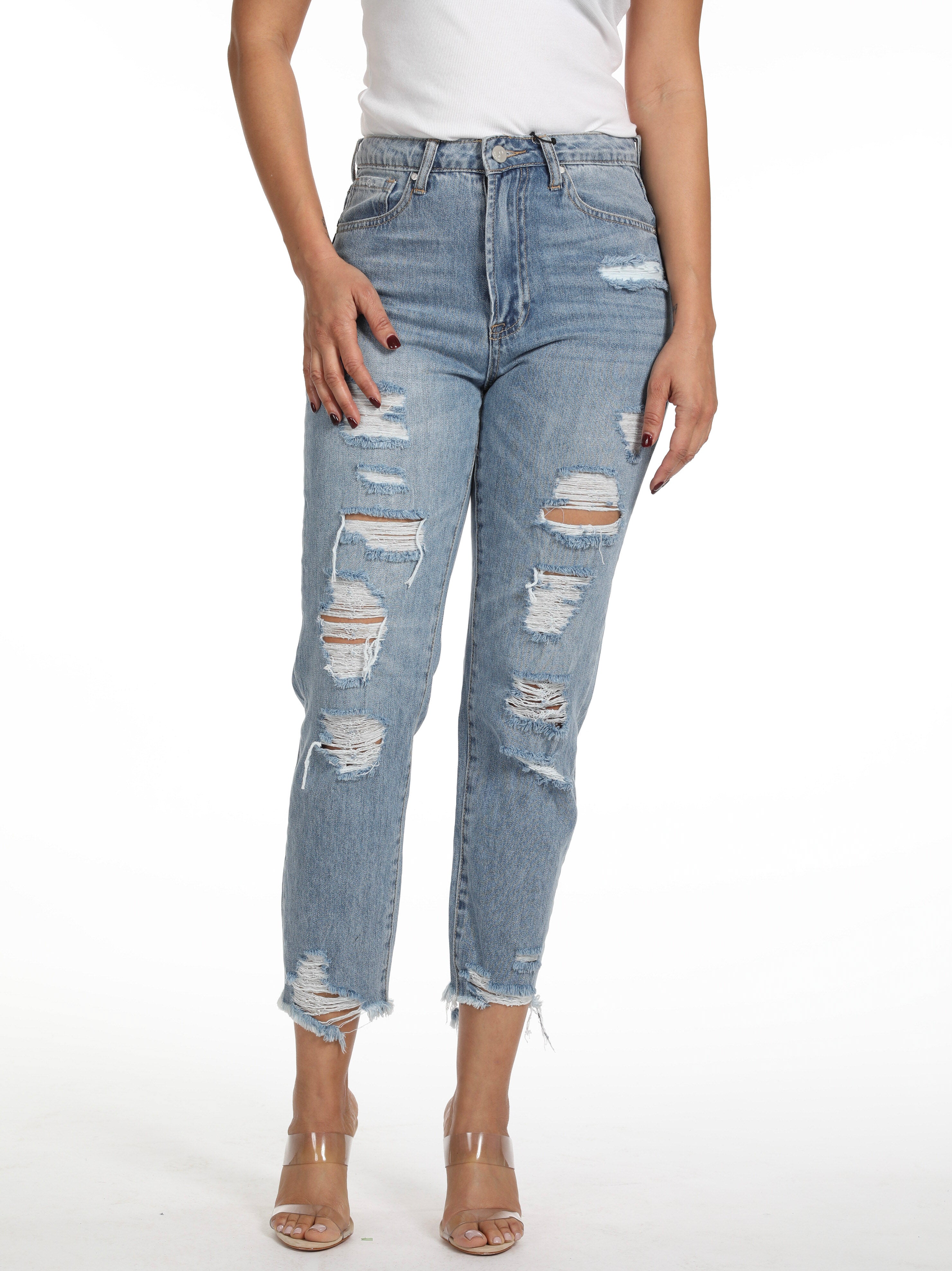 Distressed Girlfriend Denim