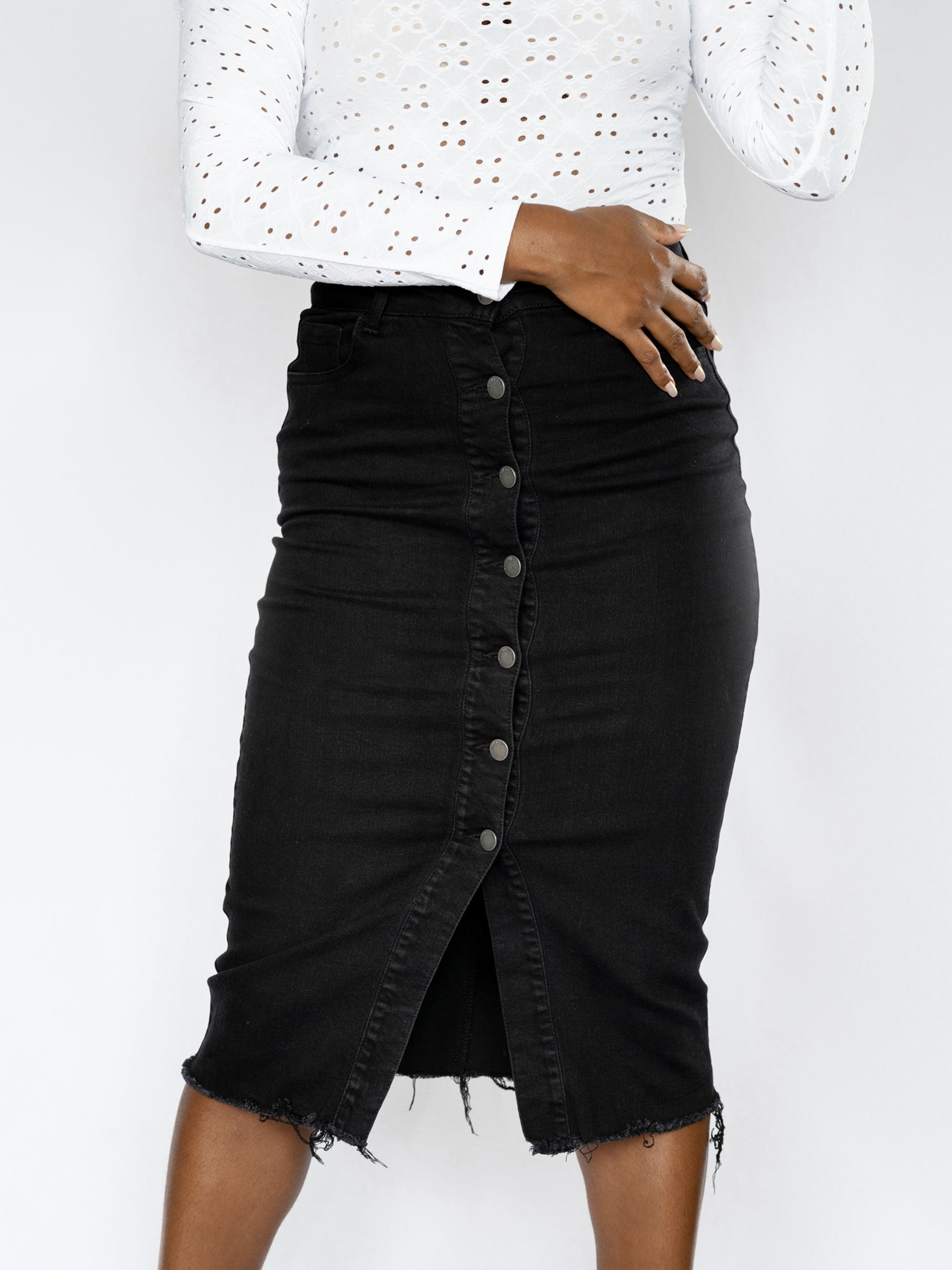 Eyelet Ruffle Blouse- White