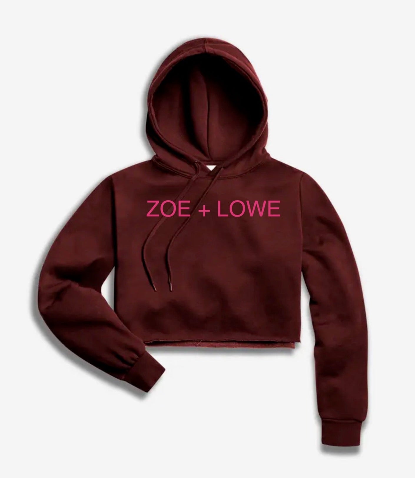 Zoe + Lowe Crop Hoody Sweatshirt H23: Burgundy and Pink