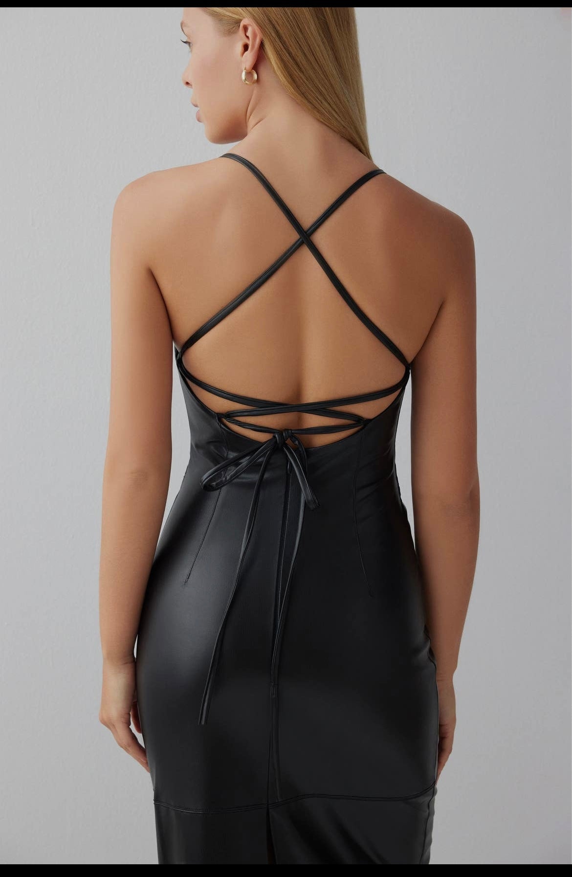 Tied Up Vegan Leather Dress- Le Cle