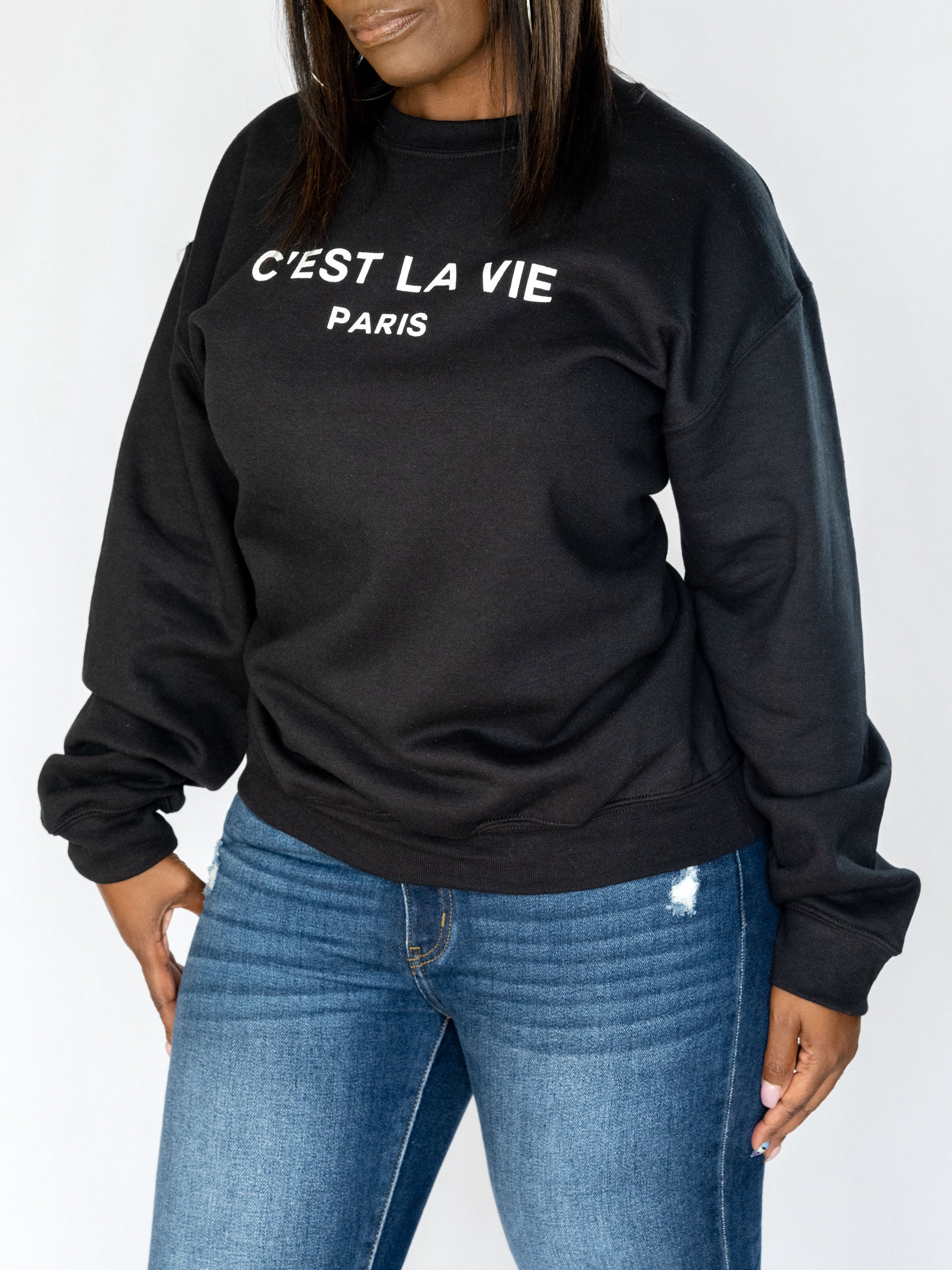Black-C'est La Vie Sweatshirt