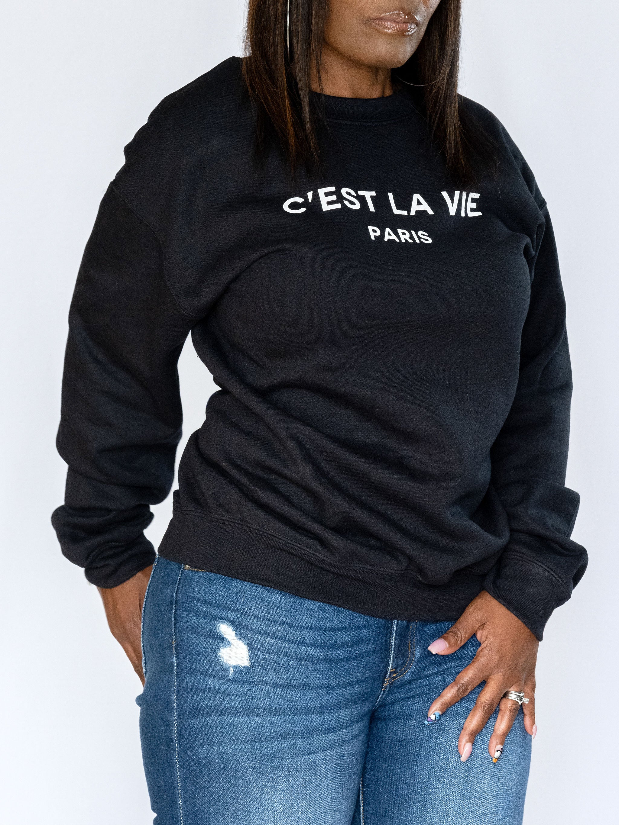 Black-C'est La Vie Sweatshirt