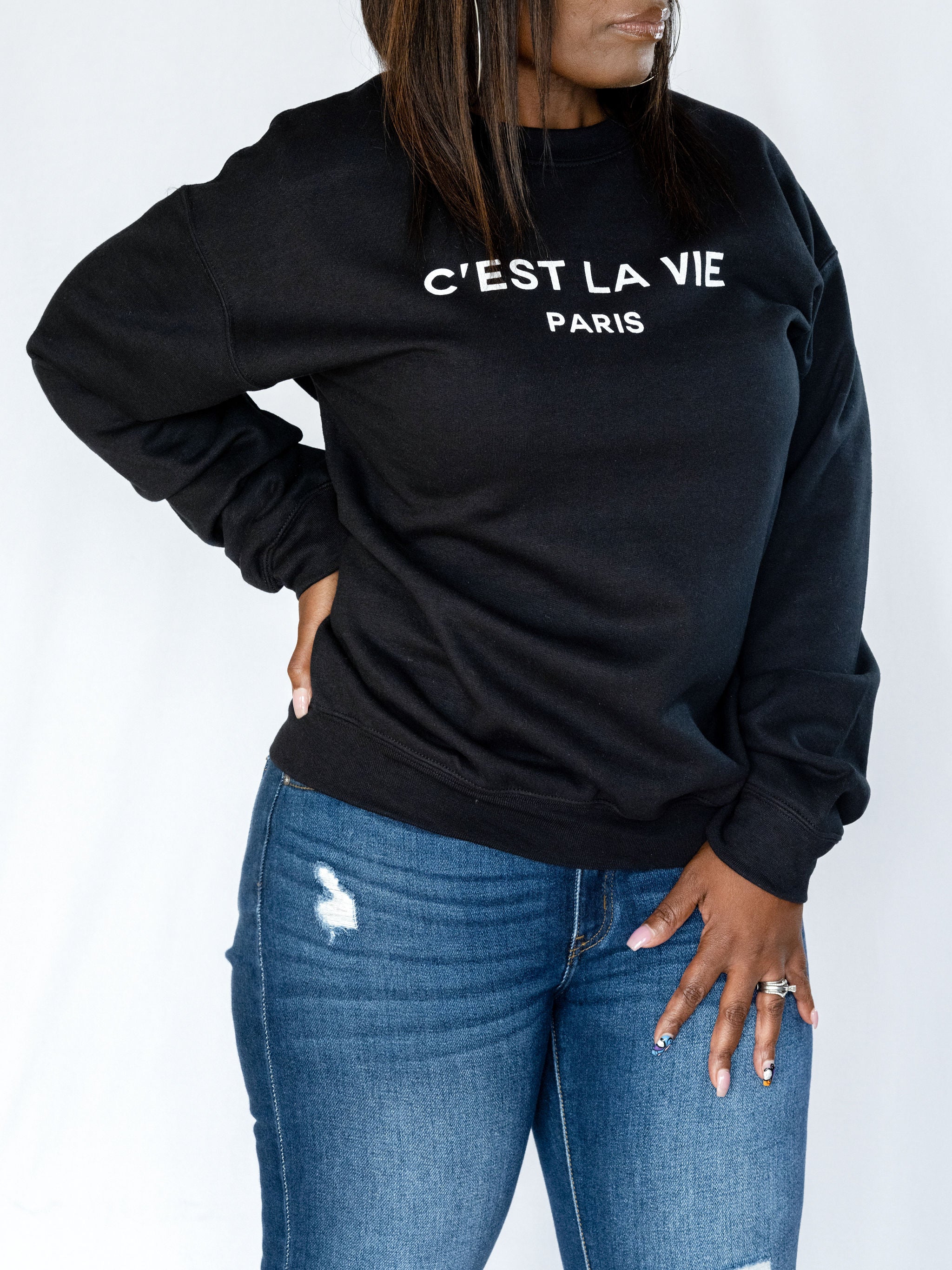 Black-C'est La Vie Sweatshirt